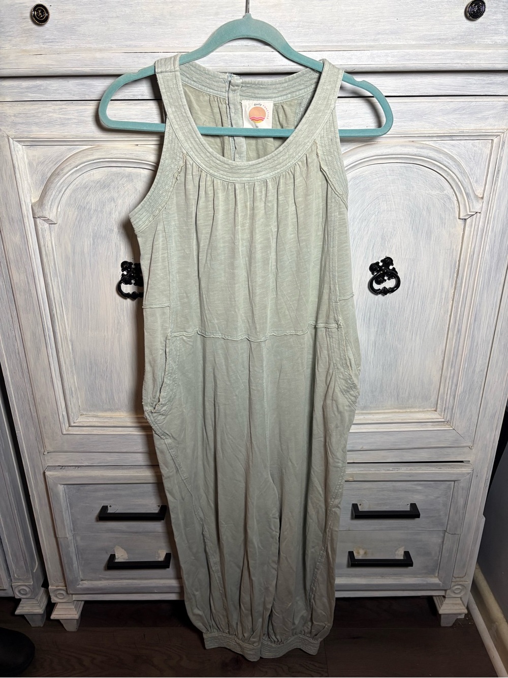Anthropologie Daily Practice Green Lightweight Jumpsuit Relaxed Everyday Boho - Picture 2 of 8